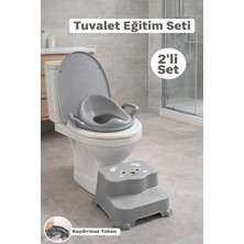 Marvielle Basamaklı Çocuk Taburesi ve Kulplu Klozet Adaptörü 2'li Tuvalet Eğitim Seti - Bebek Banyo Aksesuarı