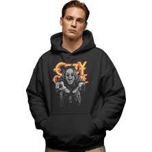 Sevbano Ozzy Osbourne Black Sabbath Rock Metal Şarkıcı Ön Baskılı Unisex Oversize Premium Hoodie