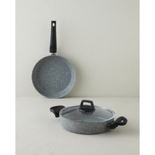 English Home Marbella Premium 3 Parça Tencere-Tava Seti 24-24 cm Gri