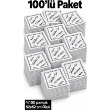 Herşey Nota 100’LÜ Beyaz Atatürk Imza Desenli %100 Pamuk 52X52 cm Fular Bandana Seti