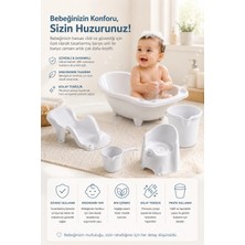 Marvielle 5 Parça Bebek Banyo Seti Gri Bebek Küveti Kaydırmaz Banyo Filesi Lazımlık K - Bebek Banyo Aksesuarı