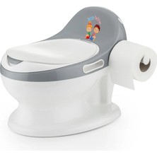 Marvielle Eğitici Gri Çocuk Lazımlık - Sifon Sesli Mini Wc Bebek Klozeti - Bebek Banyo Aksesuarı