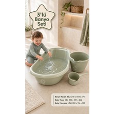 Marvielle 3’lü Luxury Bebek Banyo Seti - Bebek Yıkama Küveti - Su Kovası - Maşrapa - Bebek Banyo Aksesuarı