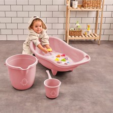 Marvielle 3’lü Bebek Banyo Seti - Bebek Yıkama Küveti - Su Kovası - Maşrapa Renkli Be - Bebek Banyo Aksesuarı