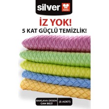 Silver Home Mikrofiber Temizlik Bezi 40x40 cm 5'li Renkli Baklava Desen Kolay Temizlik