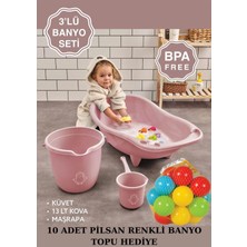 Marvielle 10'lu Banyo Topu Hediye - Bebekler Için 3'lü Küvet Seti -Bebek Çocuk Seti,y - Bebek Banyo Aksesuarı