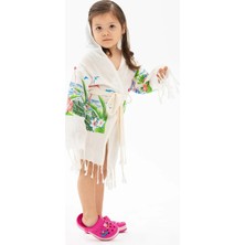 Marvielle Bambu Baskılı Flamingo Desen Çocuk Bornoz Krem Krm - Bebek Banyo Aksesuarı