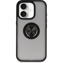Apple iPhone 16 Kılıf Montreal Yüzüklü Silikon Kapak - Siyah