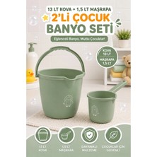 Marvielle 2'li Çocuk Banyo Seti 13 Lt Çocuk Banyo Kovası 1,5 Lt Maşrapa Bpa Free Bebe - Bebek Banyo Aksesuarı