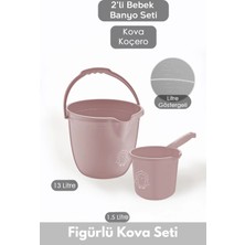 Marvielle Çocuklar Için 2'li Banyo Seti- Kulplu Kova & Oluklu Maşrapa - Bebek Banyo Aksesuarı