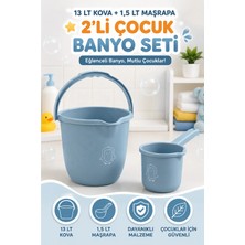 Marvielle 2'li Çocuk Banyo Seti 13 Lt Çocuk Banyo Kovası 1,5 Lt Maşrapa Bpa Free Bebe - Bebek Banyo Aksesuarı