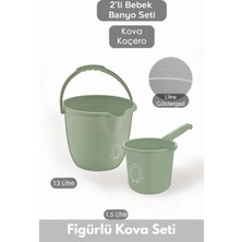 Marvielle Çocuklar Için 2'li Banyo Seti- Kulplu Kova & Oluklu Maşrapa - Bebek Banyo Aksesuarı