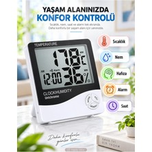 Marvielle Dijital Oda Termometre Sıcaklık ve Nem Ölçer Masa Saati Alarm Çok Fonksiyon - Bebek Banyo Aksesuarı