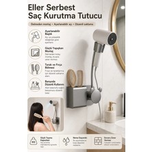 Marvielle Eller Serbest Saç Kurutma Makinesi Tutucu Ayarlanabilir Duvar Tipi Delmeden - Bebek Banyo Aksesuarı