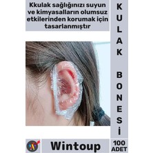 Marvielle #bone Şeffaf Esnek Lastikli Çocuk Duş Banyo Boya Koruyucu Su Geçirmez Kulak - Bebek Banyo Aksesuarı