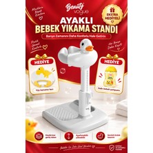 Marvielle Premium Ayaklı Bebek Yıkama Standı Konforlu Ördekli Bebek Küveti + Hediye T - Bebek Banyo Aksesuarı