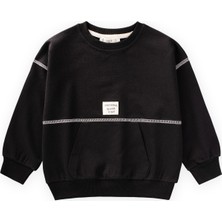 Cigit Karyoka Detaylı Oversize Sweatshirt 2-8 Yaş Siyah
