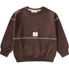 Cigit Karyoka Detaylı Oversize Sweatshirt 2-8 Yaş Kahverengi