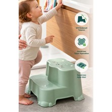 Marvielle Kaydırmaz Çocuk Basamağı - Çift Katlı Banyo Merdiven Yükseltici Bebek Basam - Bebek Banyo Aksesuarı