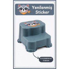 Marvielle Kaydırmaz Çocuk Basamağı - Çift Katlı Banyo Merdiven Yükseltici Bebek Basam - Bebek Banyo Aksesuarı