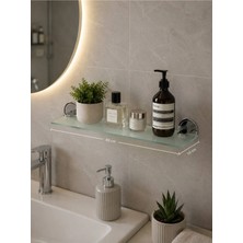Marvielle Banyo 40*10 cm Cam Etajer 4mm Buzlu Cam Etajer - Bebek Banyo Aksesuarı