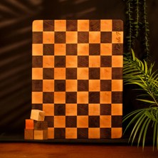 Carlo Pablo %100 Doğal El Yapımı End Grain Kesme Tahtası Premium Kamerun Wenge ve Amerikan Meşe 45x30x4 cm, Antibakteriyel Çizilmez Yüzey, Su Geçirmez (Avrupa'da Üretilmiştir)