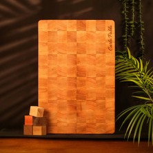 Carlo Pablo %100 Doğal El Yapımı End Grain Kesme Tahtası Premium Amerikan Meşe 45x30x4 cm, Antibakteriyel Çizilmez Yüzey, Su Geçirmez (Avrupa'da Üretilmiştir)