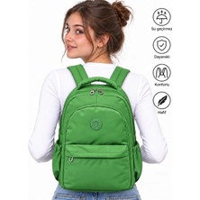 Bevitton Su Geçirmez Kumaş Okul Çantası Unisex Okul Sırt Çantası 2200 Yeşil