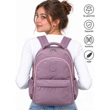 Bevitton Su Geçirmez Kumaş Okul Çantası Unisex Okul Sırt Çantası 2200 Mürdüm