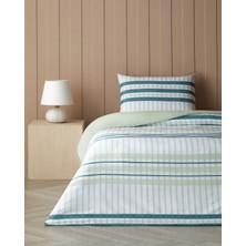 English Home Grid Zone Kolay Ütülenir Tek Kişilik Nevresim Seti 160X220 cm Seledon-Yeşil