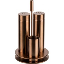 Zerr Üçlü Paslanmaz Tuzluk Biberlik Takımı, Bronz Renk (ZM-2011 Bronz)