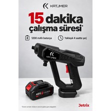Katjmer KJ/JX-001 Jetrix Şarjlı Araç Yıkama Makinesi 21V, 126W, Taşınabilir Basınçlı Yıkama, Köpük Kaplı, Çantalı - Siyah