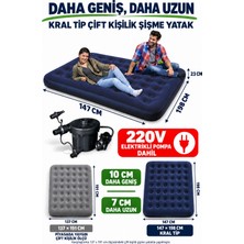 Binbirreyon Kral Boy Çift Kişilik Şişme Yatak Kamp Yatağı Elektrikli Pompalı 147X198X23CM FD012