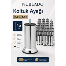 Nublado 24'lü Mobilya Kanepe Baza Yatak Koltuk Destek Yükseltme Ayağı M8 Civatalı Krom Metal Ayakları 15 cm