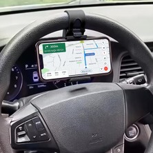 Apera Araç Direksiyon Telefon Tutucu Esnek Kauçuk Sabitlemeli Maksimum 8cm Genişliğe Uygun Navigasyon Standı CR90