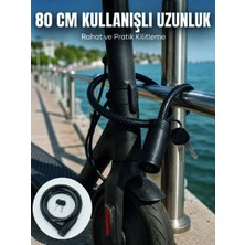 Astraltech Bisiklet ve Scooter Kilidi 12 mm Çelik Halat 80 cm Anahtarlı Kilit Pvc Koruyucu Kaplama 2 Anahtarlı Güvenlik Sistemi