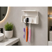 Marvielle Yapışkanlı Diş Fırçası Tutucu ve Banyo Rafı - Banyo Düzenleyici