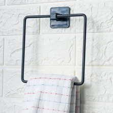 Marvielle Kendiliğinden Yapışkanlı Siyah Metal Kare Havluluk - Banyo Düzenleyici