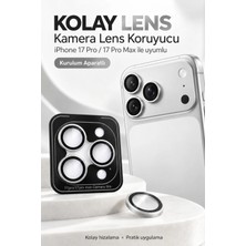 Evax [safir] iPhone 17 Pro Max / 17 Pro Uyumlu Kolay Kutulum Aparatlı Kamera Lens Koruyucu