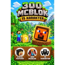 Mc Blok Steve Kutulu Minecraft Manyetik Blok Seti - 300 Parça & 15 Karakter