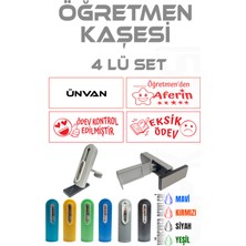 Kendinden Mürekkepli Kaşe Öğretmen Kaşesi Aferin Kaşesi Cep Kaşesi 4 Lü Set
