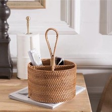 Marvielle Yuvarlak Rattan Bambu Dekoratif Kaşıklık Organizer - Banyo Düzenleyici