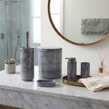 Evidea Bath Lunora Mermer Desen 5'li Banyo Aksesuar Seti - Gri