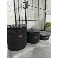 Marvielle Jüt Siyah Çamaşır Sepet Takımı Düzenleyici Organizer - Banyo Düzenleyici