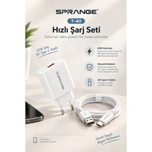 Sprange T-40 22W Quick Charge 3.0 Hızlı Şarj Adaptörü + Type-C Şarj Kablo Seti – 5V/9V/12V 3A USB Adaptör