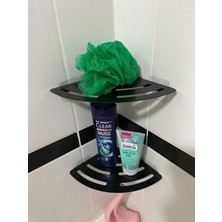 Marvielle Kendinden Yapışkanlı Şampuanlık Rafı Mat Siyah Iki Katlı - Banyo Düzenleyici