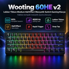 Wooting 60HE V2 Hall Effect Manyetik Switch Gaming Klavye - Ansı Non Split