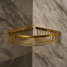 Marvielle Altın Renk Köşe Süngerlik Tek Katlı Banyo Rafı - Banyo Düzenleyici