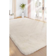 Alpina Home Krem Yıkanabilir Puffy Peluş Halı Yolluk Yumuşak Kaymaz Taban