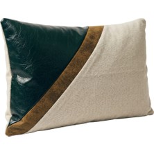 Ovola Geometrik Desenli Kırlent Kılıfı 30X50 cm - Lacivert Kırmızı Bej Modern Dekoratif Yastık Kılıfı